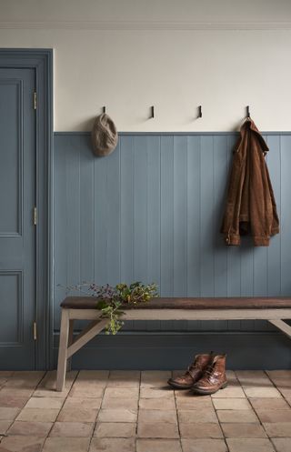blue panelled boot room