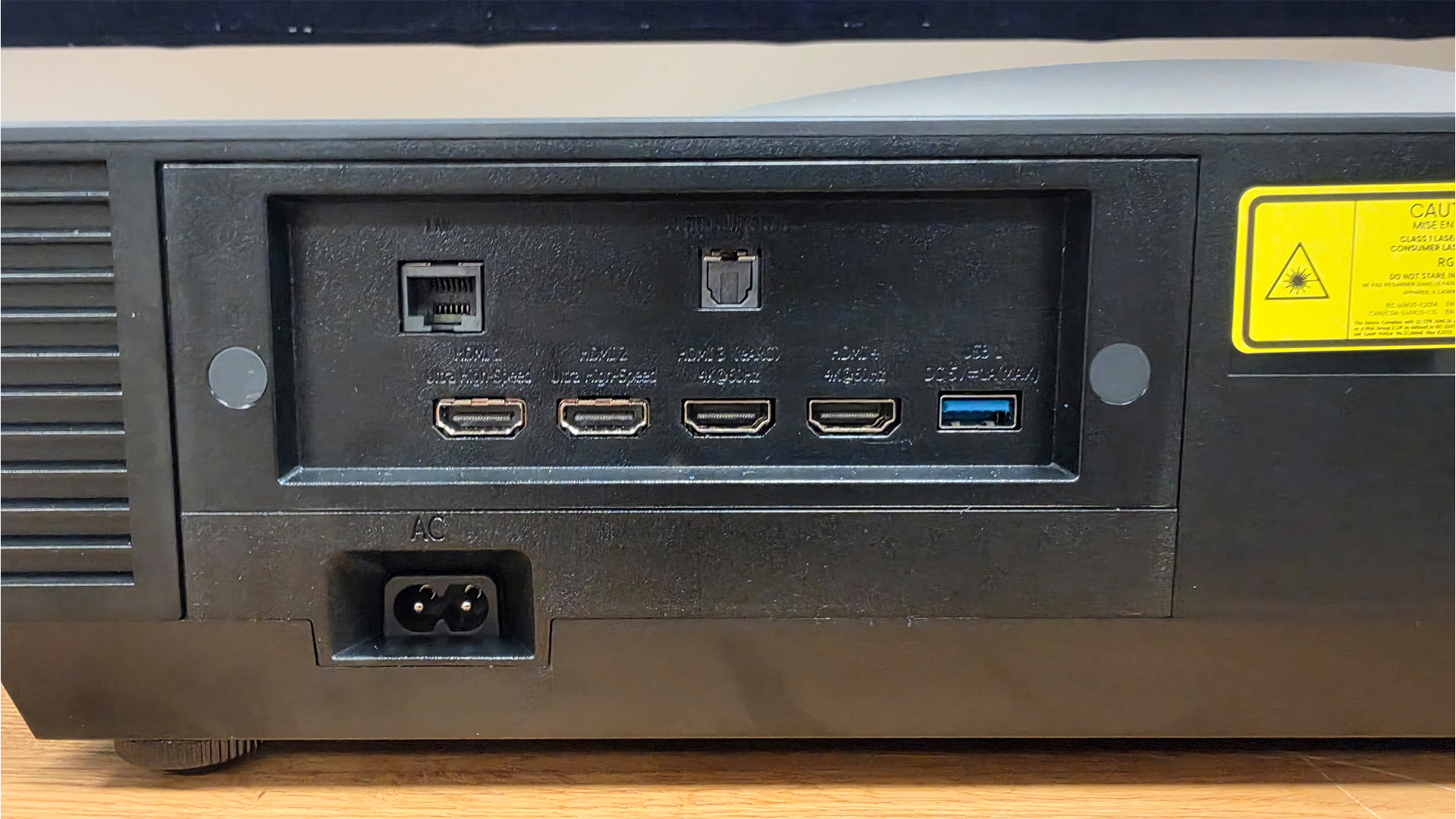Hisense PX4 Pro UST projector rear of unit showing connections cove