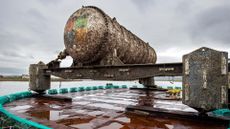 Underwater data center pod, built by Microsoft as part of Project Natick, removed from its underwater state.