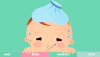 Friday Baby brand packaging image showing an illustration of a baby with a thermometer in its mouth