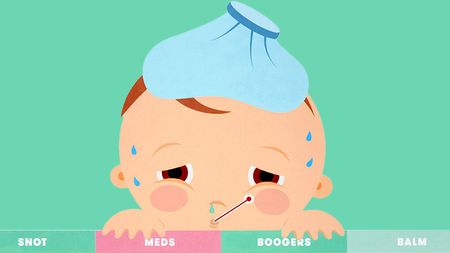 Friday Baby brand packaging image showing an illustration of a baby with a thermometer in its mouth