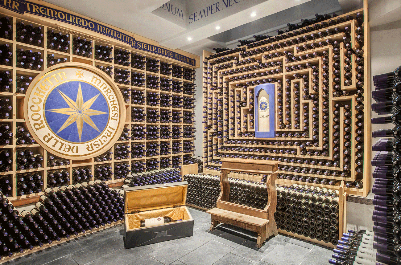 The Sassicaia 'temple' in the Mahatma Cellar at Hotel La Perla