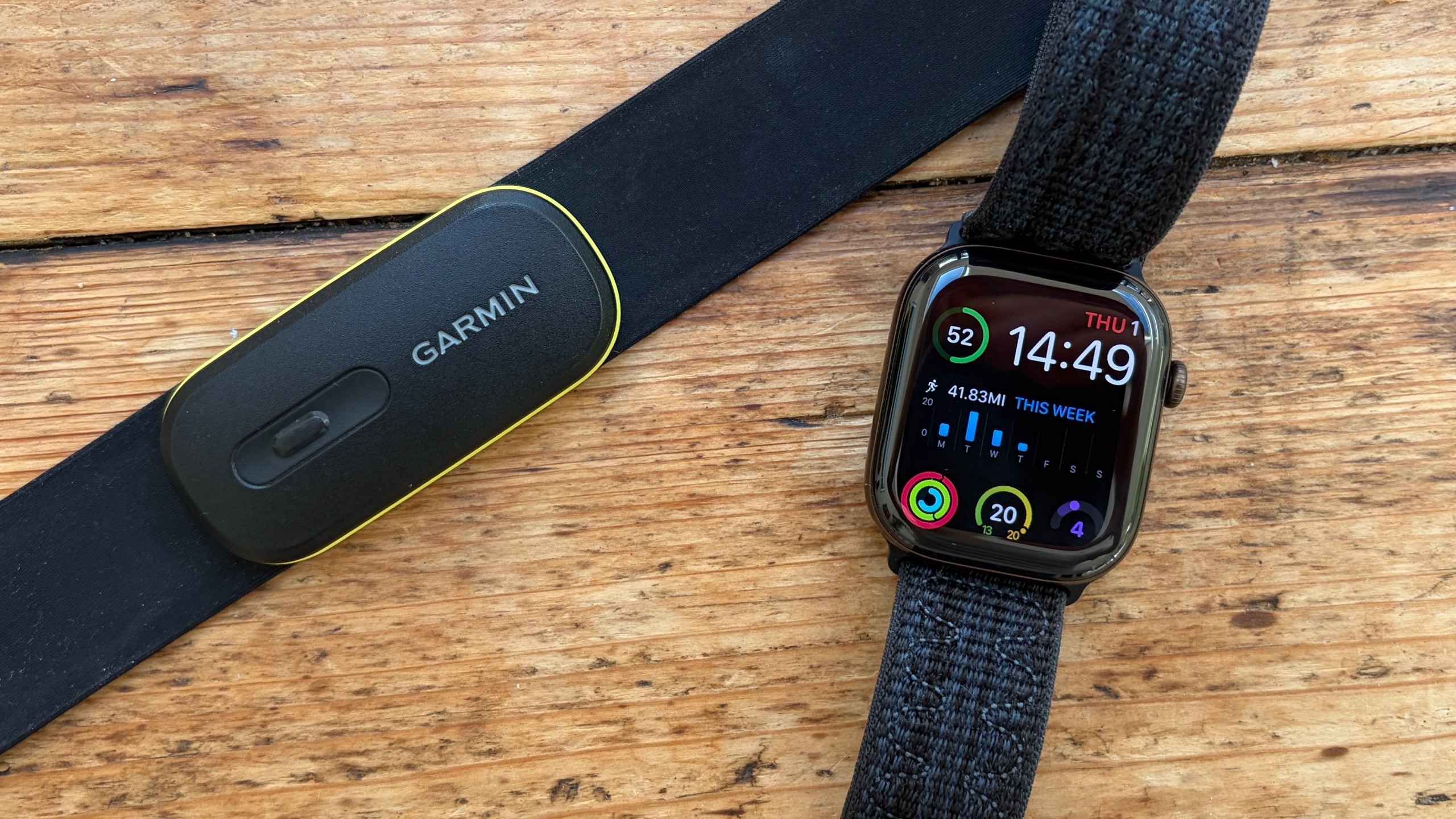 Apple Watch 12 and Garmin HRM 600 chest strap