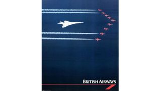 Poster for BA featuring the red arrows and Concorde flying across the ocean