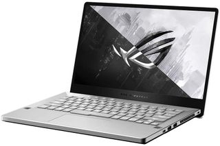 A white Asus ROG Zephyrus G14 laptop on a white backdrop