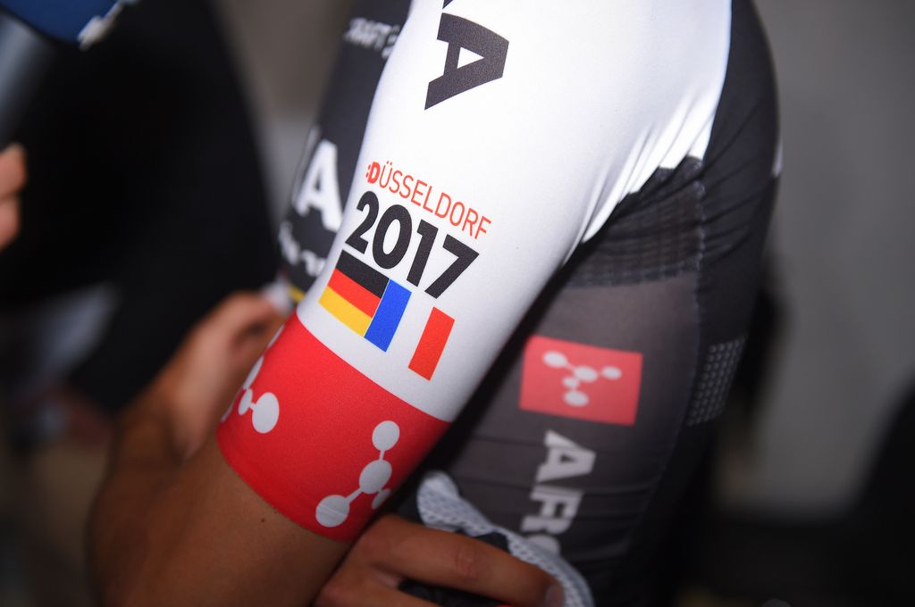 The sleeve of the Bora-Argon 18 jersey