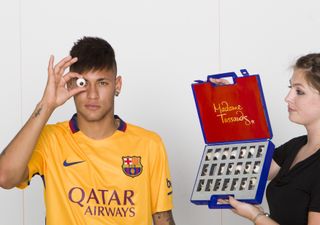 Neymar poses in a Madame Tussauds image ahead of the unveiling of a new wax figure in Orlando, Florida to mark his 24th birthday in February 2016.