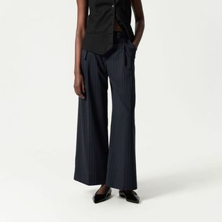 Belted Wool-Blend Trousers