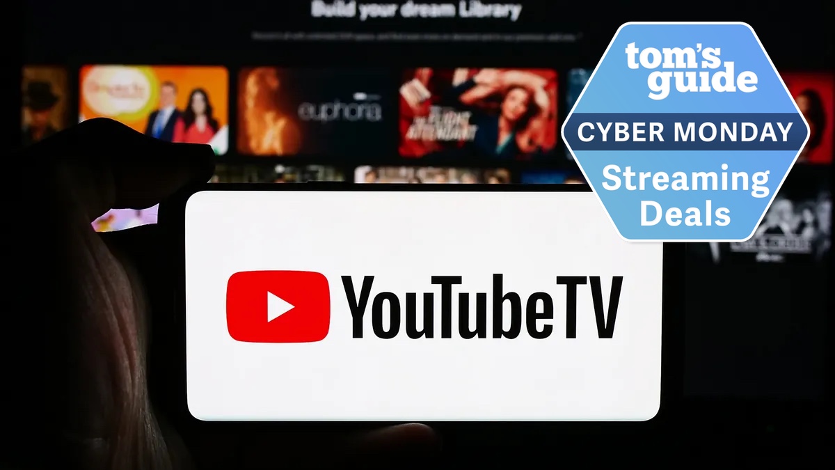 YouTube TV logo with cyber monday badge