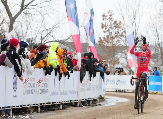 Yannick Eckmann (California Giant Berry/Specialized) is greeted by a sizable crowd