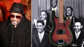 James Jamerson Jr. attends the opening night of "Motown The Musical" at The Fisher Theatre on October 22, 2014 in Detroit, Michigan. Photo of Hank CROSBY and Larry VEEDER and Joe HUNTER and James JAMERSON and Mike TERRY and FUNK BROTHERS and Benny BENJAMIN Studio still life of a 1992 Fender James Jamerson Tribute Precision Bass guitar, photographed in the United Kingdom.
