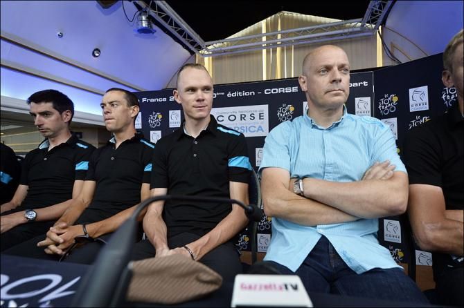 Chris Froom and Dave Brailsford with the Sky Team