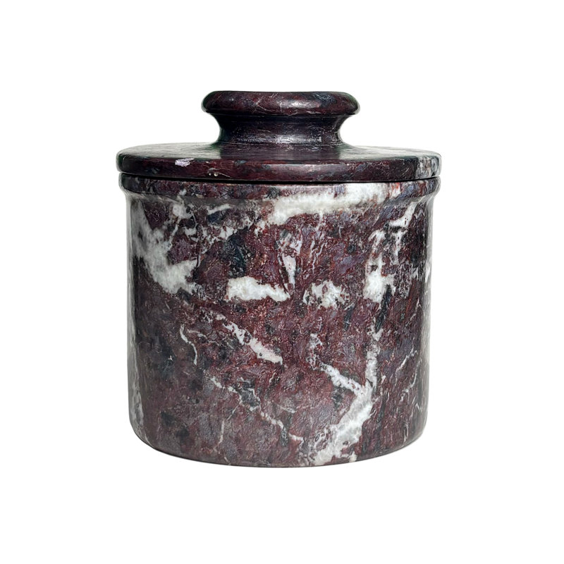 Millwood Pines Natural Marble Butter Crock With Lid – Handmade Décor and Countertop 4" Inches Butter Keeper for Fresh Spreadable Butter | Wayfair