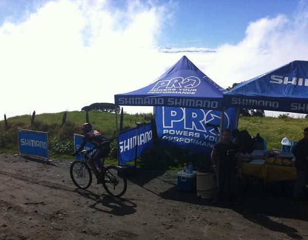 Dennis Porras rolls off to start the descent