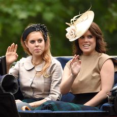 Princess Beatrice of York and Princess Eugenie of York attend the annual Trooping The Colour ceremony at Horse Guards Parade on June 13, 2015 in London, England