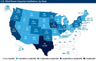 U.S. Wind Power Capacity Installations by State graphic