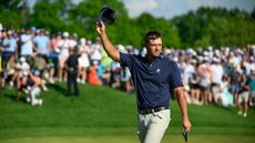Bryson DeChambeau celebrates after finishing the 2024 PGA Championship