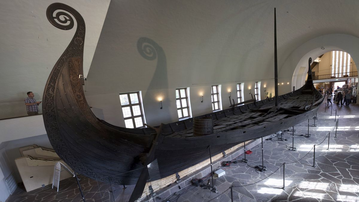 The Oseberg ship from around A.D. 800 is one of the most well preserved Viking ships from the period. 