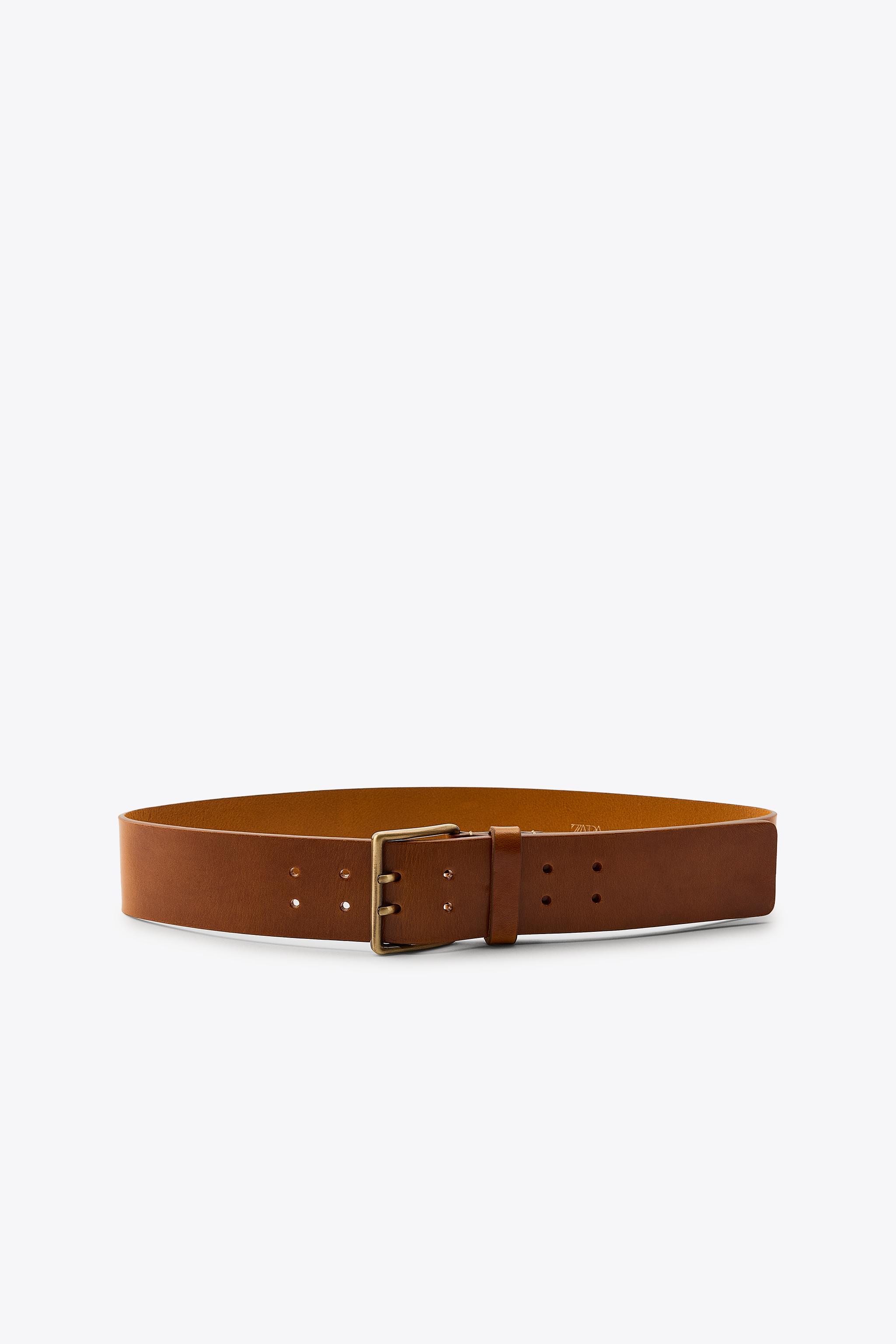 Leather Belt With Square Buckle