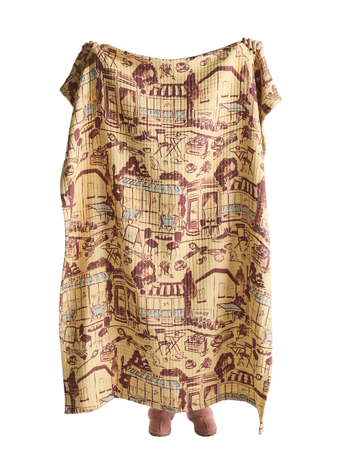 Damson Madder Cotton Printed Throw