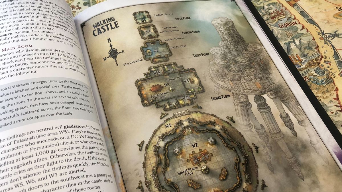 Pages detailing the moving castle in Planescape: Adventures in the Multiverse