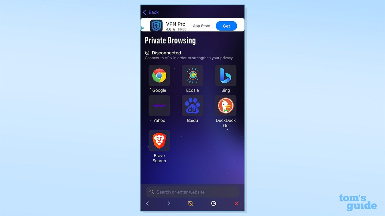 Screenshot of EventVPN&#039;s secure browser offering