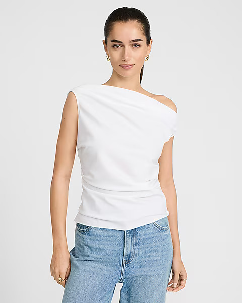 Express, Asymmetrical Off The Shoulder Draped Top