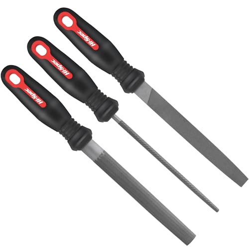 Hi-Spec 3-Piece Metal Hand File Set &amp;ndash; Flat, Round &amp;amp; Half-Round Steel Files for Precision Crafting, Metal Shaping, Woodworking, Diy Projects, Repairs &amp;amp; Home Improvement