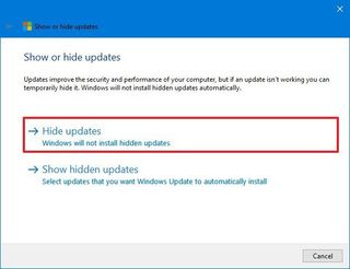 Windows 10 hide update wizard