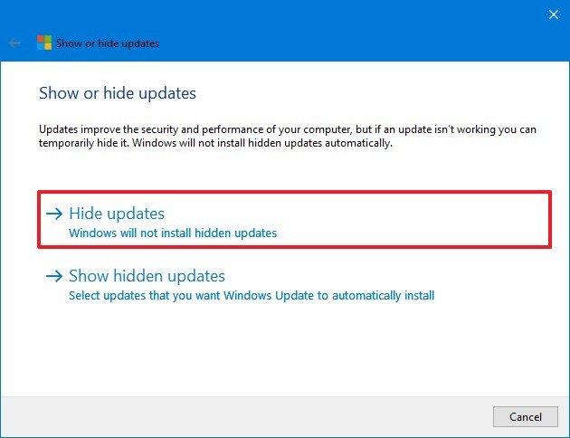 Windows 10 hide update wizard