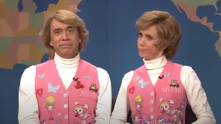 Fred Armisen and Kristen Wiig as Garth and Kat on Weekend Update.