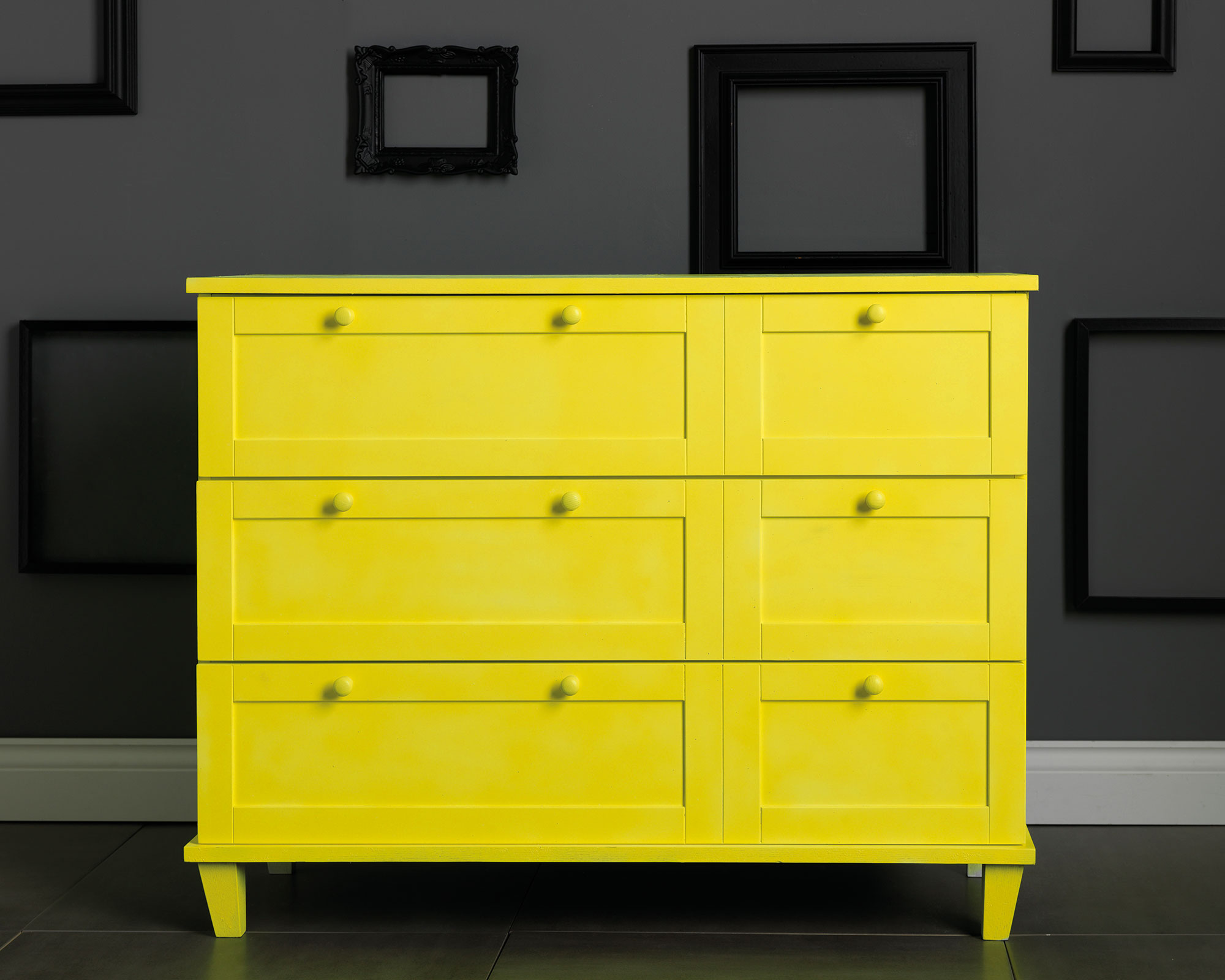 Yellow chest of drawers by Rustoleum
