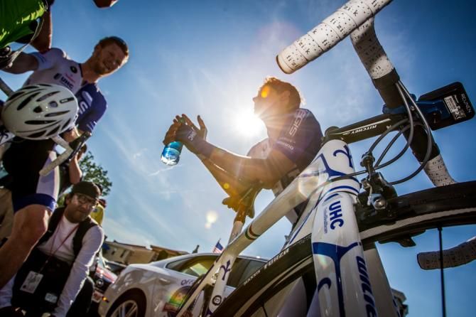Kiel Reijnan (UnitedHealthcare) catches up with teammates after taking the win.