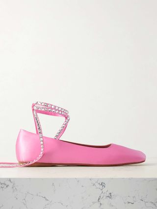 Ane Crystal-Embellished Satin Ballet Flats