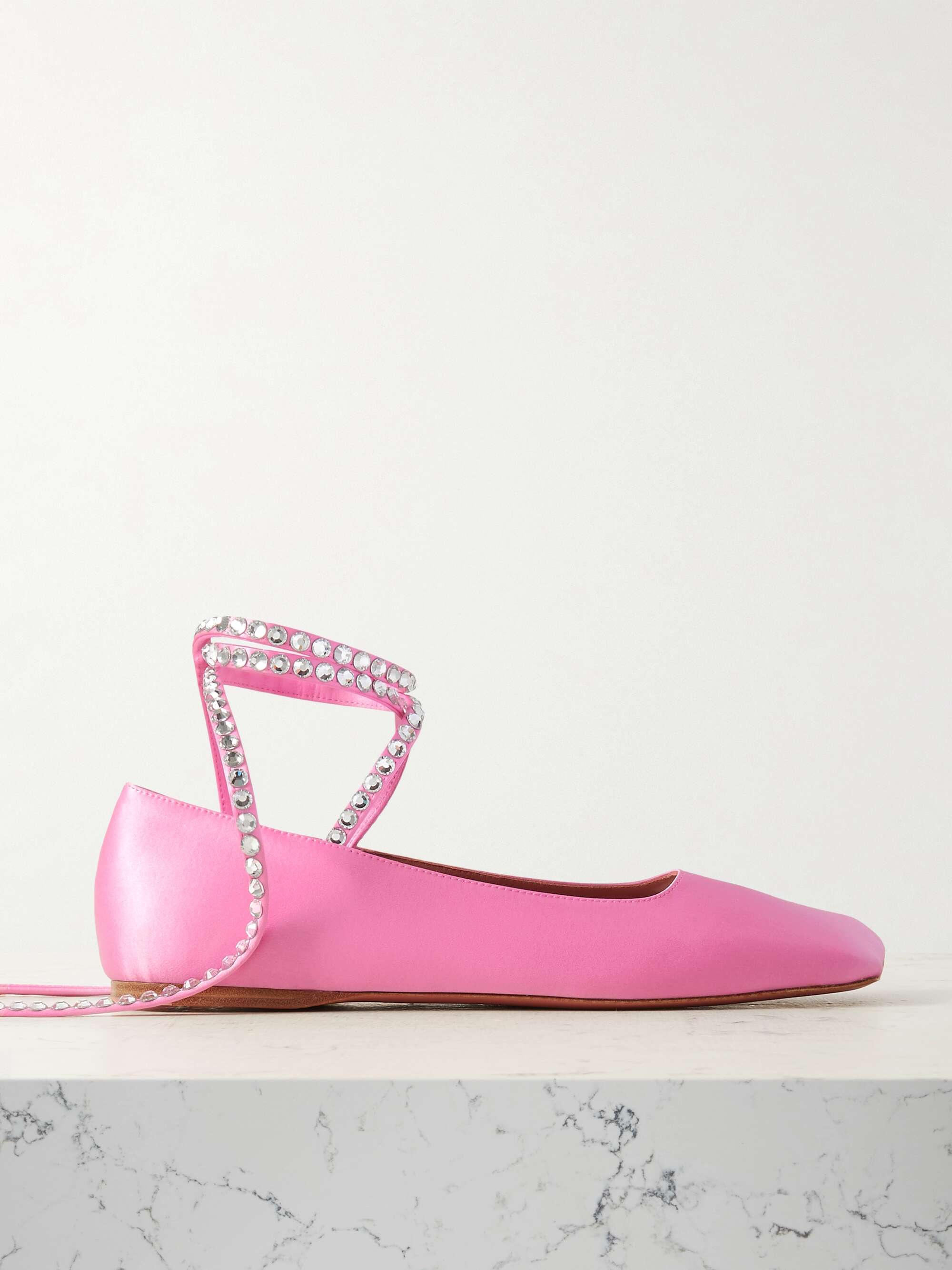 Ane Crystal-Embellished Satin Ballet Flats