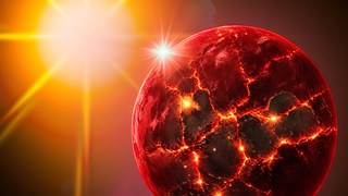 An illustration of the lave-riven super-Earth TOI-561 b