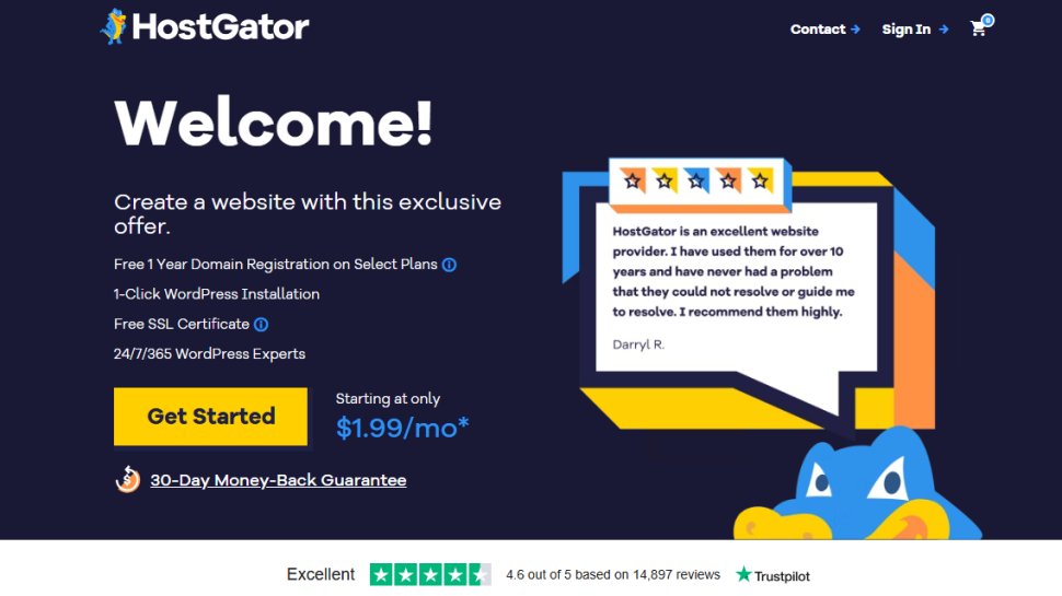 Website screenshot of HostGator (August, 2025)