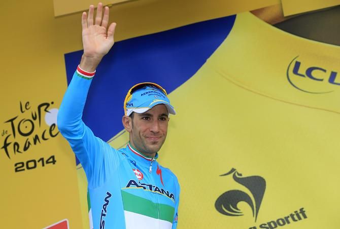 Vincenzo Nibali (Astana) back on the podium after stage 4 of the Tour de France