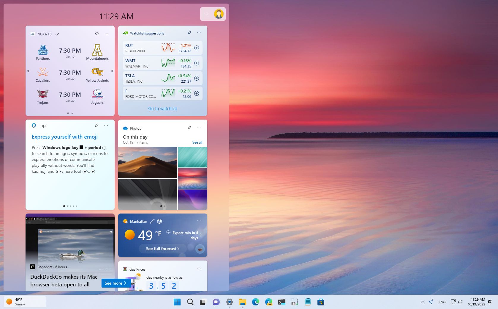 taskbar widgets windows 11