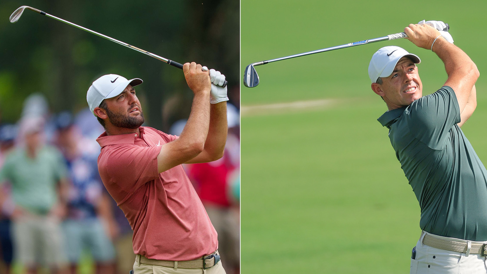 Scottie Scheffler and Rory McIlroy hit wedges