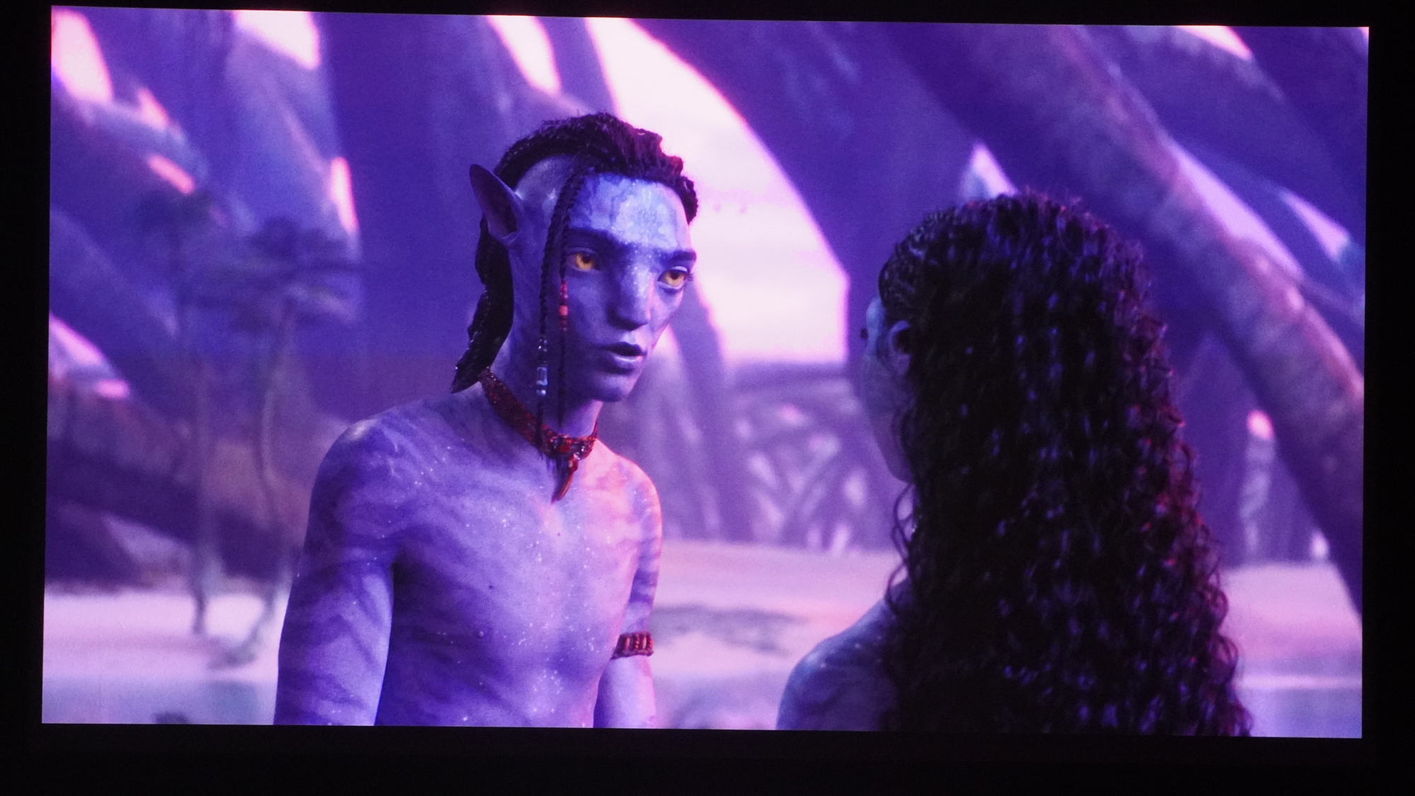 Avatar: The Way of Water projected onto a wall by the Anker Nebula X1.
