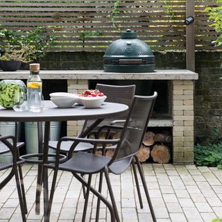 weatherproof metal furniture with round table