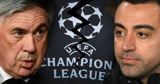 Real Madrid and Barcelona could be thrown out of the Champions League, with managers Carlo Ancelotti and Xavi Hernandez looking on