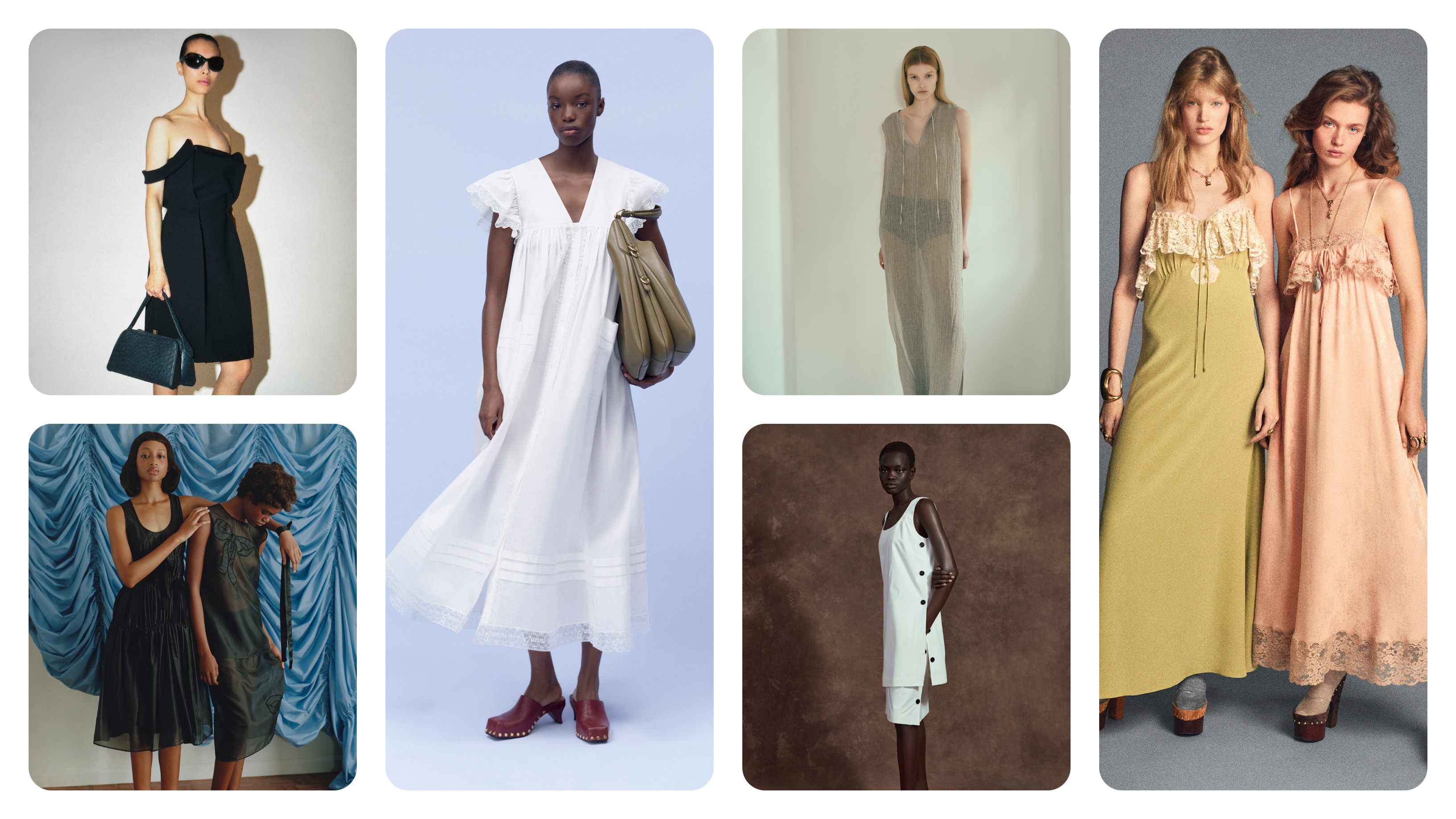summer dress trends 2026 at Khaite, Cecilie Bahnsen, Ganni, Kallmeyer, Ferragamo, and Chlo&eacute;