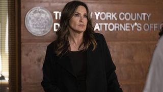 Mariska Hargitay as Olivia Benson in all black in Law & Order: SVU season 25 episode 12