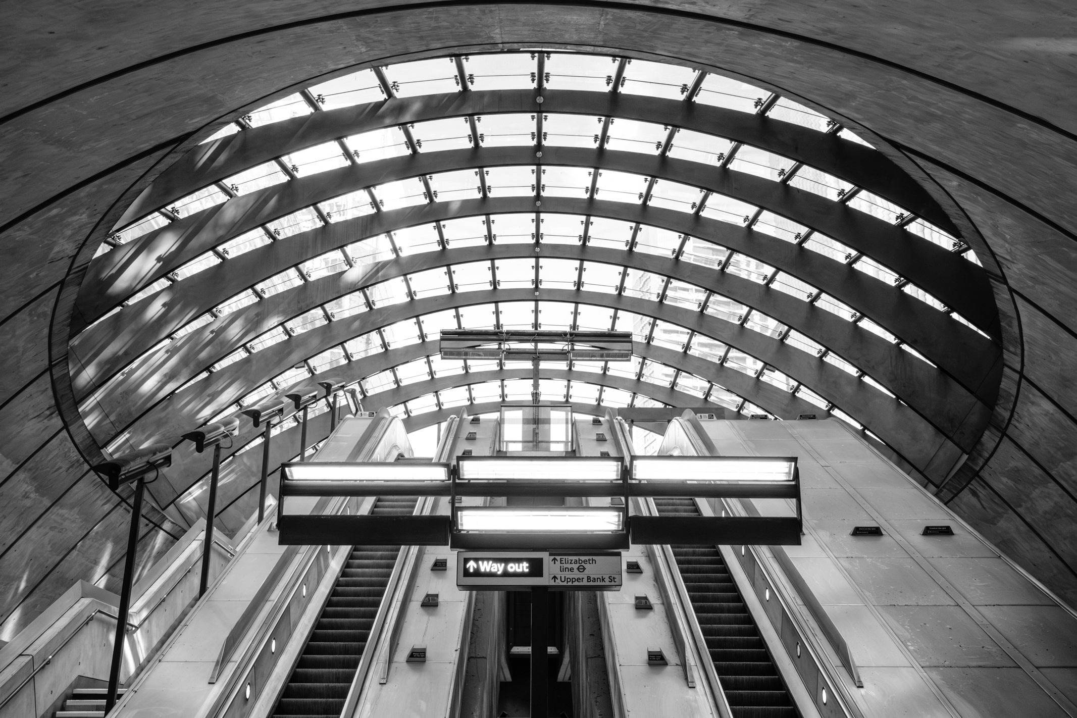 Fujifilm Film Simulation applied to a photo of Canary Wharf tube station in London