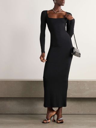 Soft Lounge Ribbed Stretch-Modal Maxi Dress - Onyx