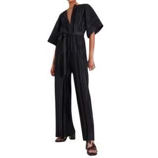 Polly plisse jumpsuit black