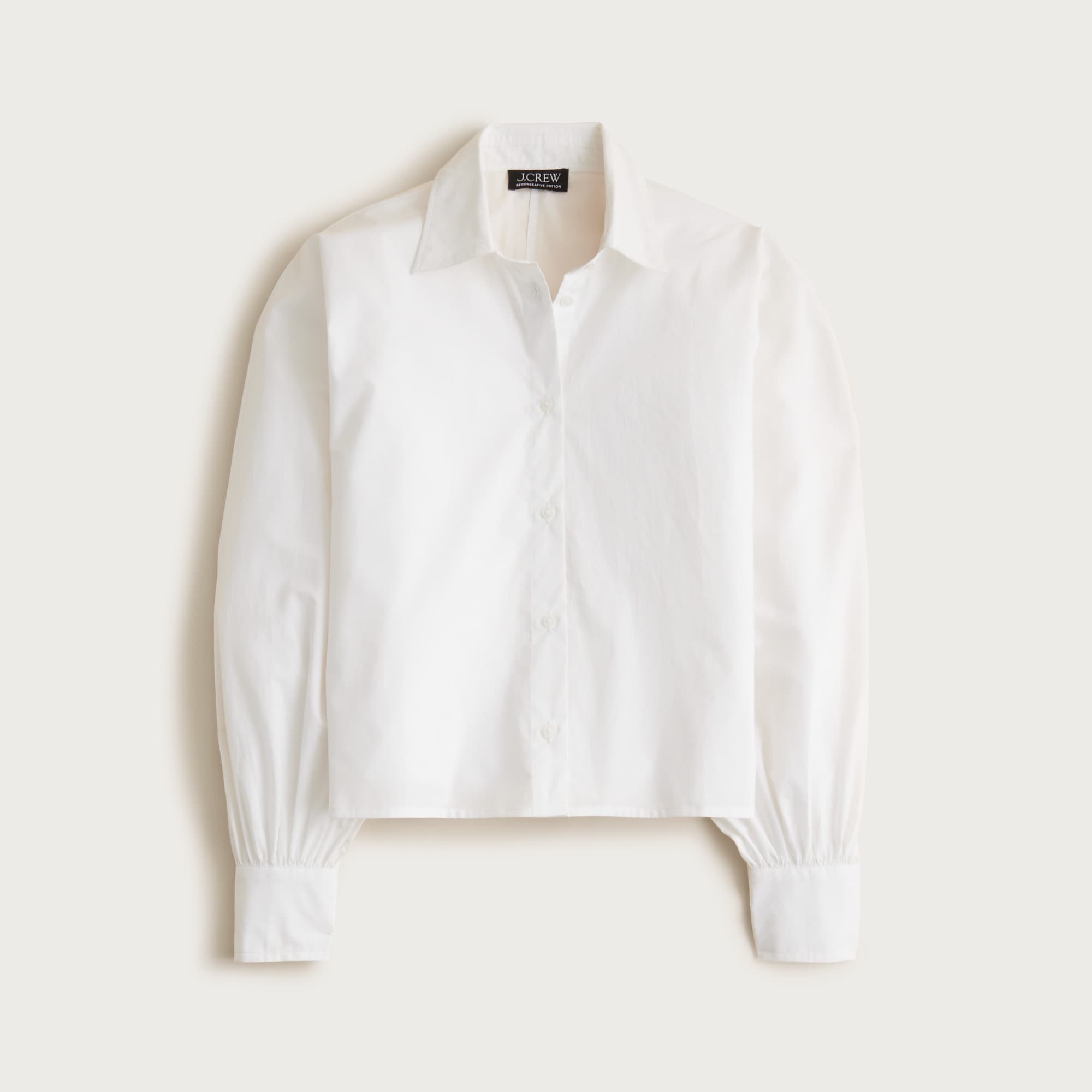 Dolman-Sleeve Button Down Shirt in Cotton Poplin