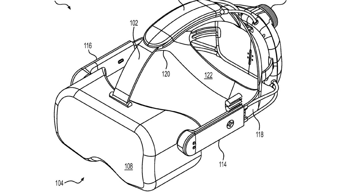 A patent for a Valve VR headset on a white background